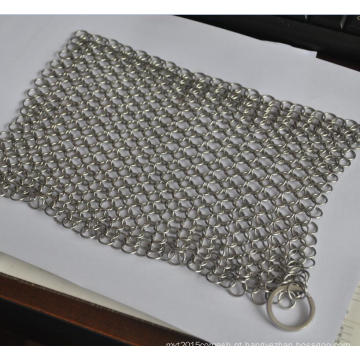 6 por 8 polegadas 304 aço inoxidável chainmail scrubber